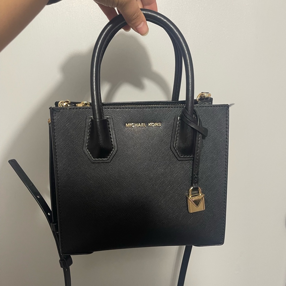 Michael Kors Black Purse with Gold Accents